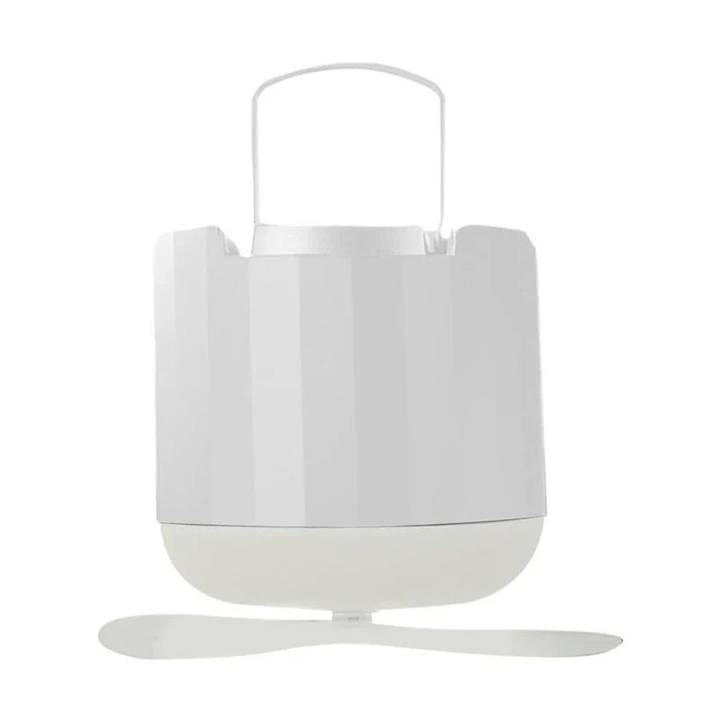 Camping Flashlight - White dual-function light with integrated carry handle and fold-out base stand
