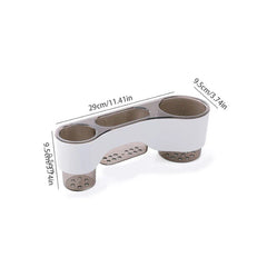 Shelf Organizer - Wall-mounted plastic kitchen utensil holder with size measurements: 29cm length, 9.5cm width, 9.5cm height, with three compartments and perforated bottom sections