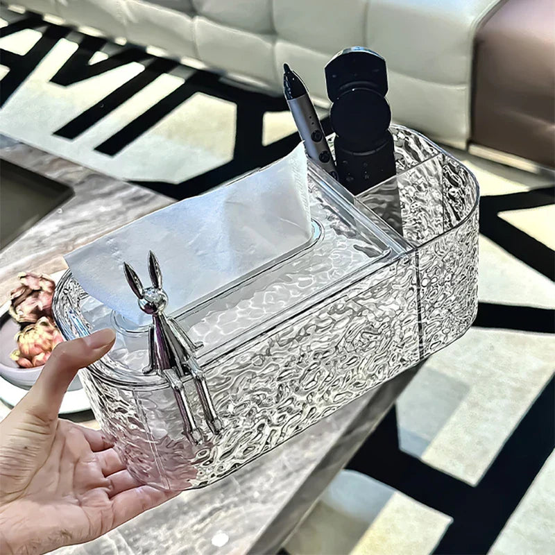Tissue box holder in a vehicle interior