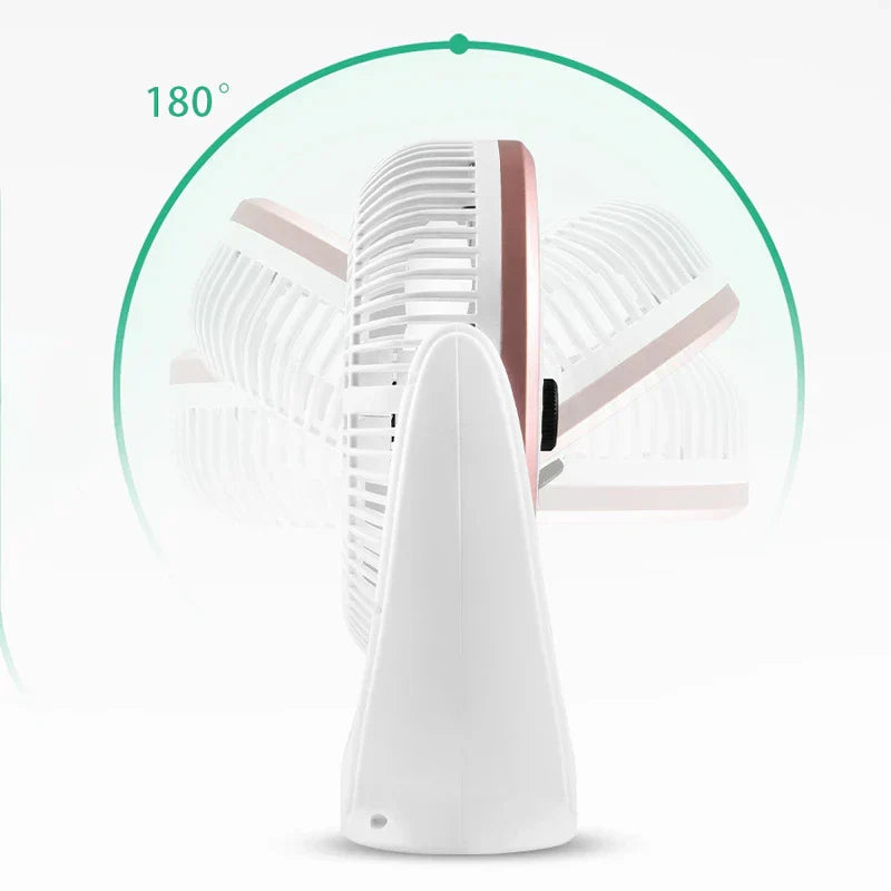 Little desk fan in a home office setting