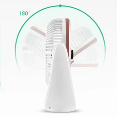 Desk Fan - Side view demonstrating 180-degree vertical tilt adjustment range
