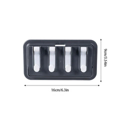 Utility Hook Hanger - Dark gray wall-mounted hook rack with four white hooks, size 16cm by 9cm.