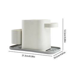 Garage System Storage - Identical plastic organizer with gray drip tray, same dimension labels displayed