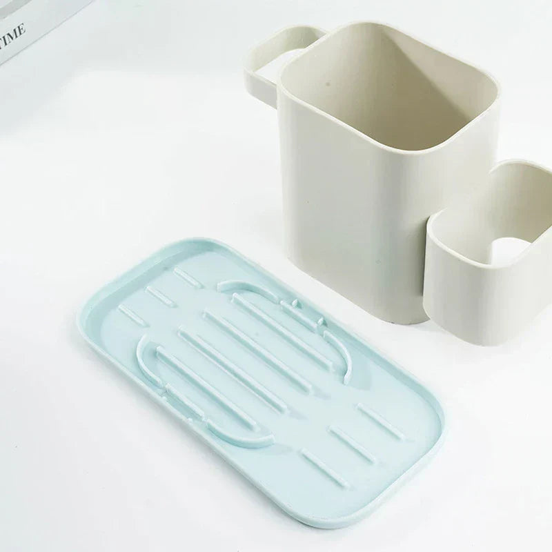 Garage System Storage - Detached view showing organizer components separated from the light blue tray