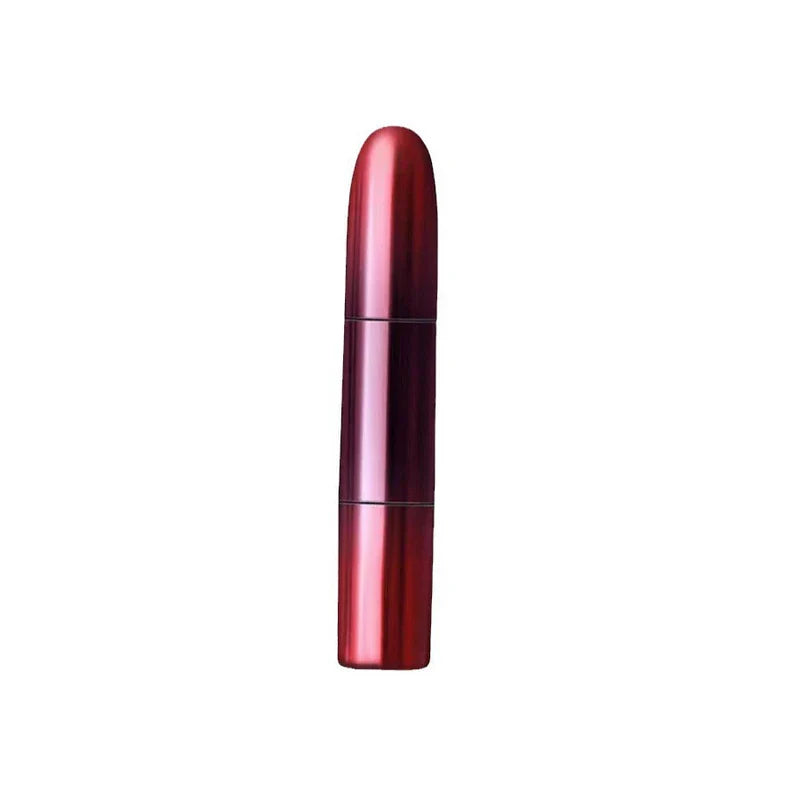 Electric Nail Drill - Closed glossy deep red bullet-shaped cylindrical device with three visible segmented sections on a white background.