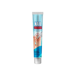 Tube of anti fungal cream for nails on a plain white background.