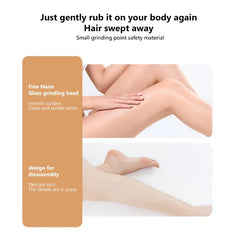 Callus Remover - Promotional graphic with text panels and two photos of smooth human leg skin, top thigh and lower leg/foot