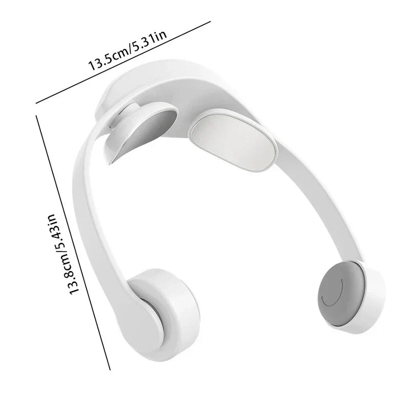 Neck Shoulder Massager - White neck massager with dimension labels, product shot against plain white background