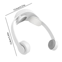 Neck Shoulder Massager - White neck massager with dimension labels, product shot against plain white background