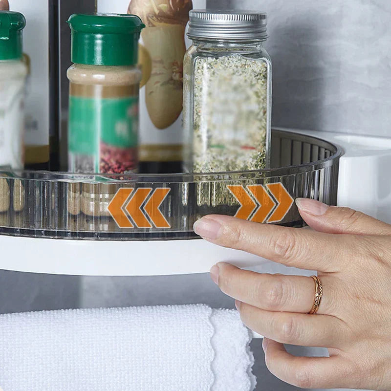 360-degree rotating kitchen spice rack with seasoning bottles