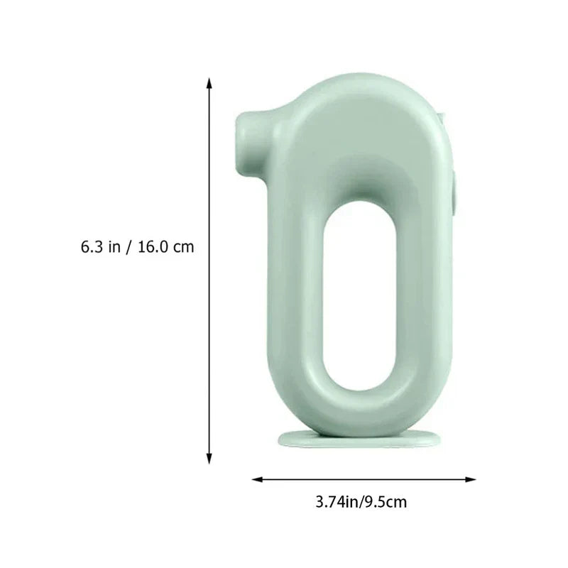 Electric Hand Mixer - Dimension diagram of the mint green handheld whisk body, marked as 6.3 inches (16.0 cm) tall and 3.74 inches (9.5 cm) wide against a plain white background.