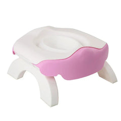 Folding Travel Potty - Same style foldable children's potty with white seat and pink base, matching white curved support legs