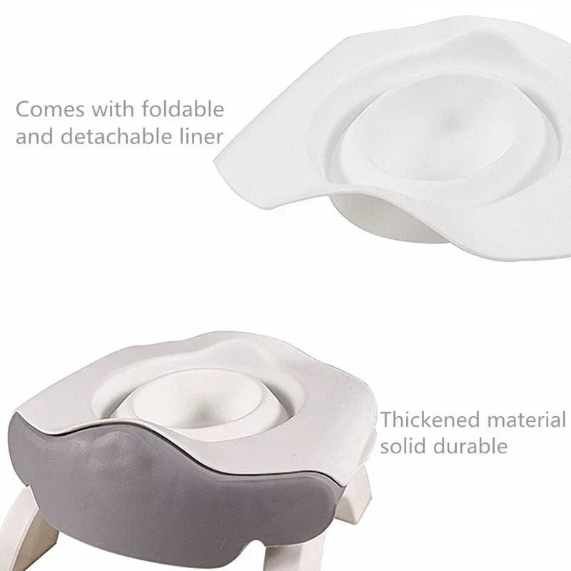 Folding Travel Potty - Detachable foldable liner and thickened durable potty base construction