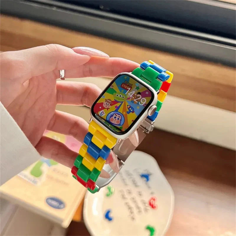 "Block Party" Colorful Resin Band for Apple Watch New Home Goods