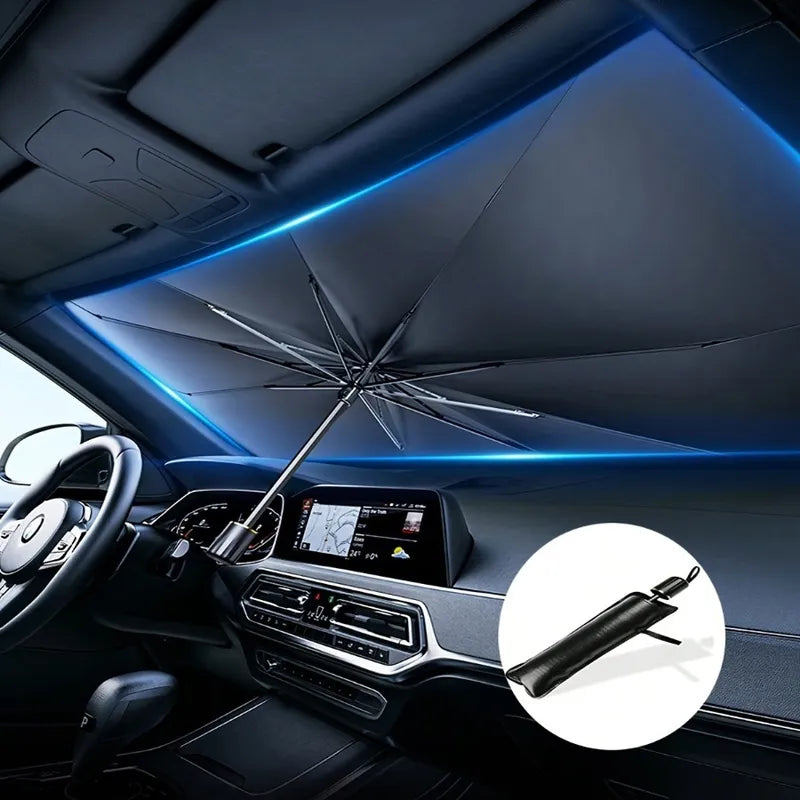 HoloShade holographic car windshield sunshade installed in a car windshield