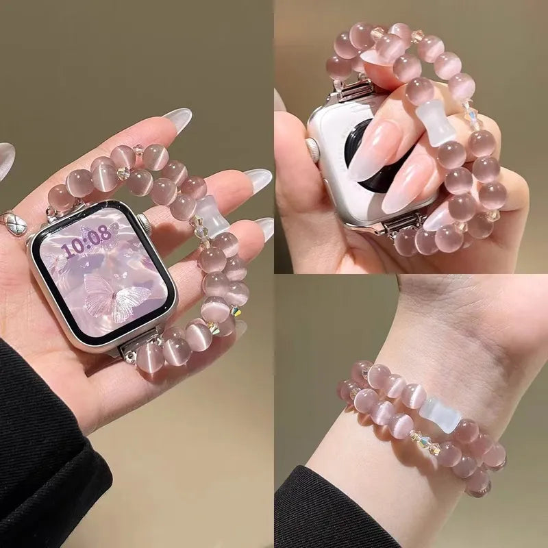 Serenity Band: Pink Cat's Eye Crystal for Apple Watch New Home Goods
