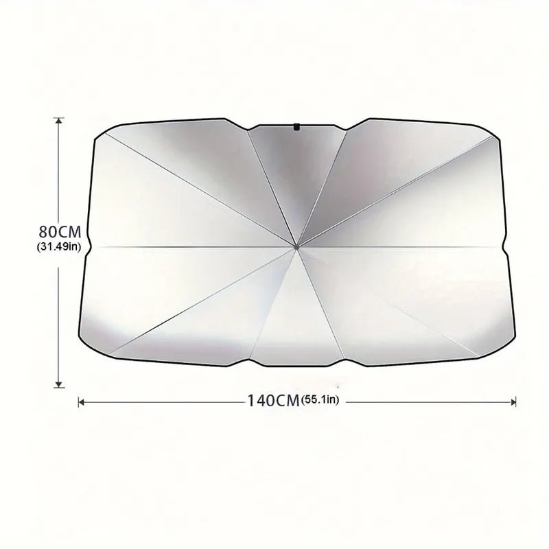 Close-up of the holographic finish on the car windshield sunshade