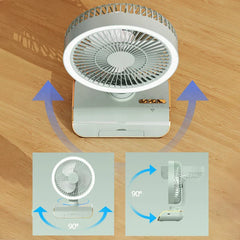 Table Fan - Diagram demonstrating 90-degree side-to-side oscillation and 90-degree vertical tilt adjustment range