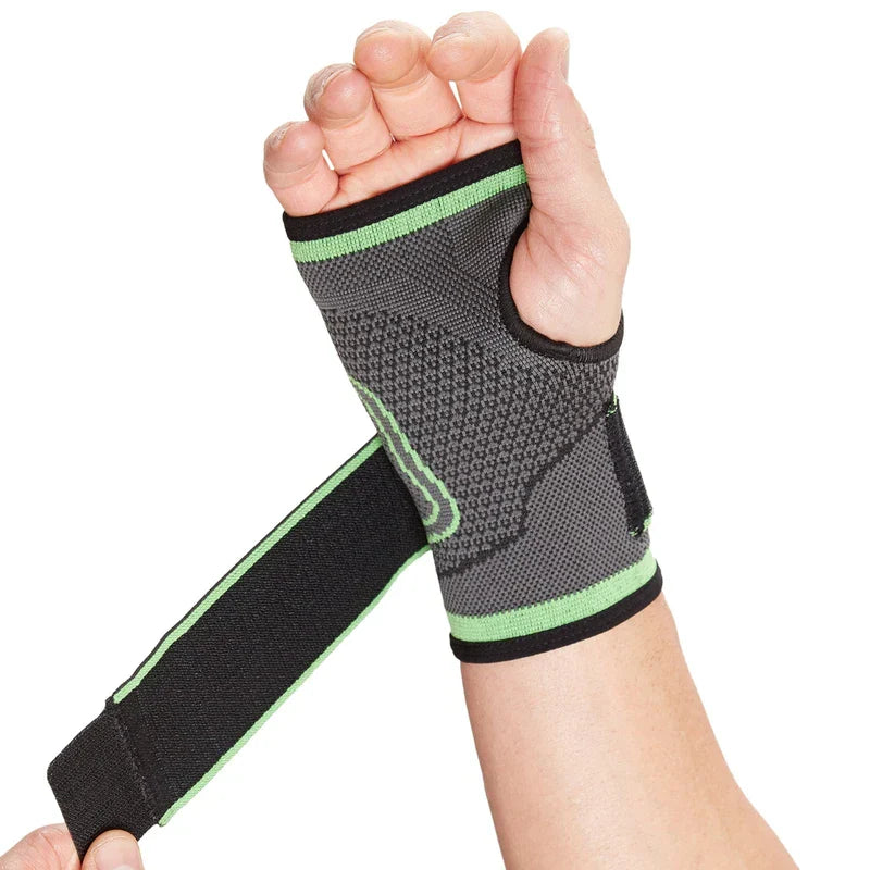 Padded Weightlifting Workout Gloves Palm Protection - Adjustable compression strap on wrist support being pulled to tighten fit
