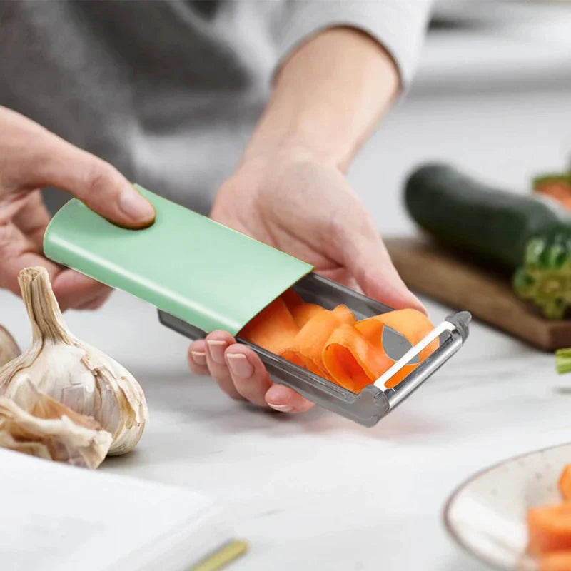 Peeler With Storage Container Catcher Box