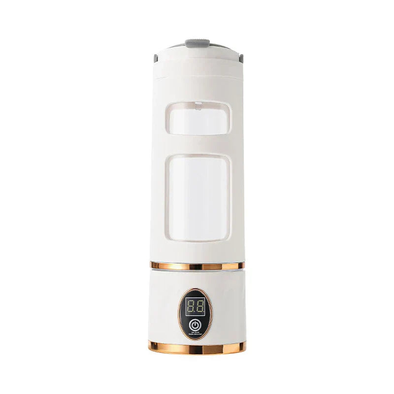 Smoothie Blender - White unit with digital display, power button, and gold accent trim