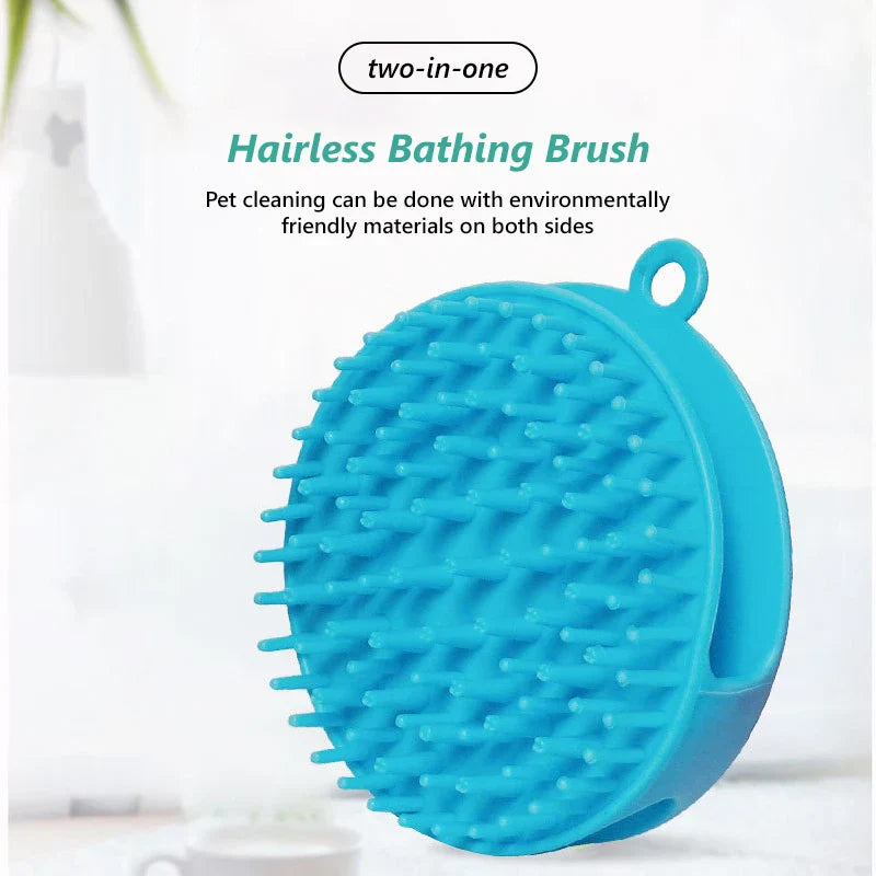 Pet Bath Massage Brush with Shampoo Dispenser
