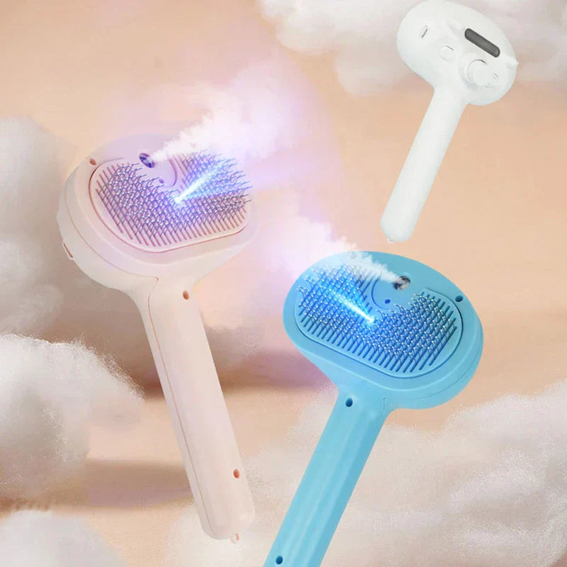 Pet blue light spray grooming comb brush