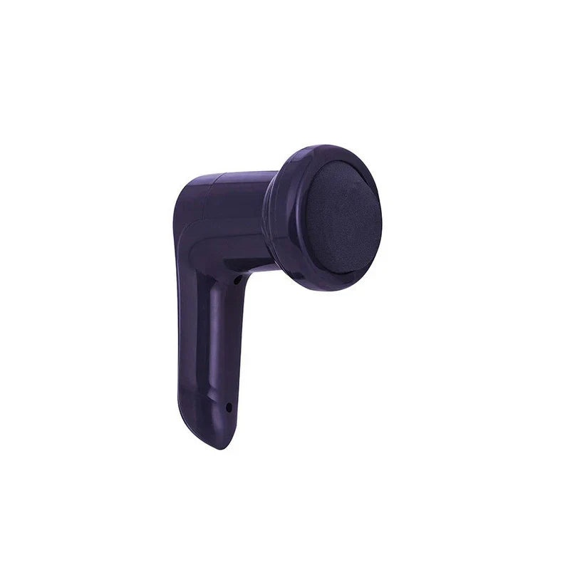 Flea Pet Comb - Deep purple L-shaped handheld massager with a black round massage head on white background