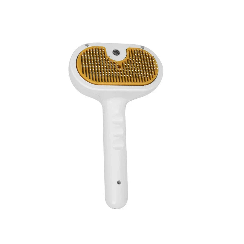 Deshedding Rake - White handled grooming tool with gold bristle head, shown against a plain white background