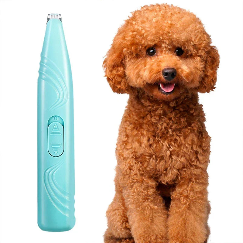 Pet hair trimmer in use on a dog's coat