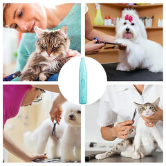 Pet grooming hair clipper kit components laid out