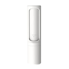 White pet hair remover brush with remove marking, shown against a plain white background
