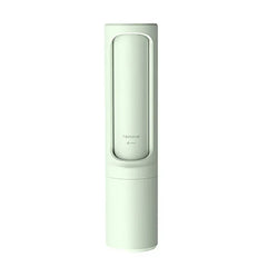 Light green pet hair remover brush with remove marking, displayed on a plain white background
