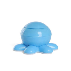 لعبة مضغ تصدر صريراً على شكل أخطبوط باللون الأزرق على خلفية بيضاء سادة
