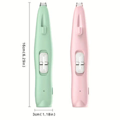 Pet paw hair trimmer resting on a grooming surface