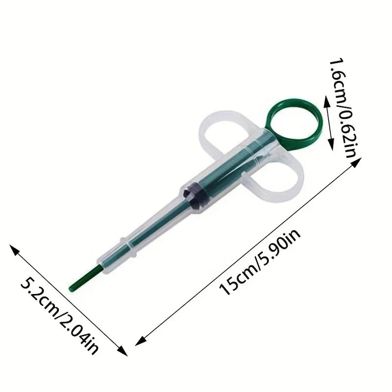 Pet pill popper syringe feeder tool with liquid medication