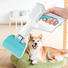 Close-up of the pet poop scooper scooping waste