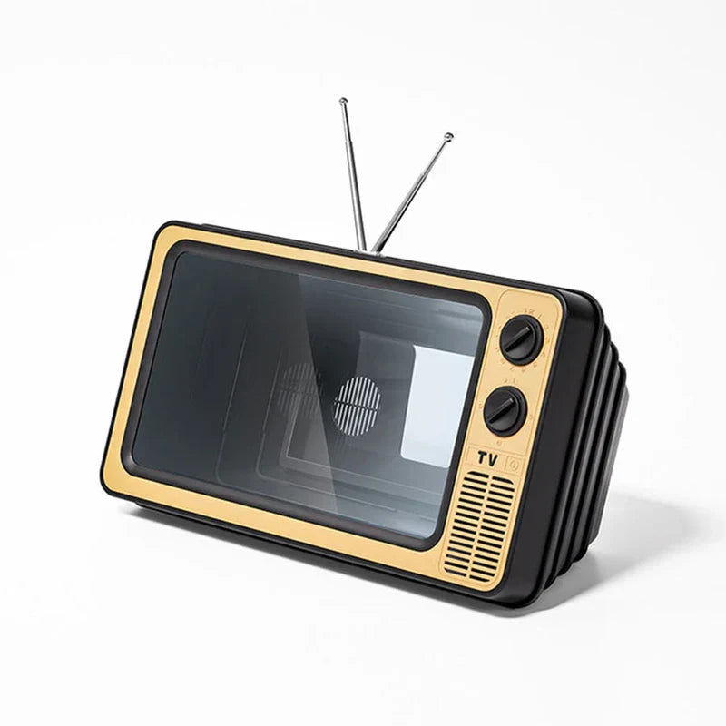 Phone screen magnifier amplifier stand holding a smartphone