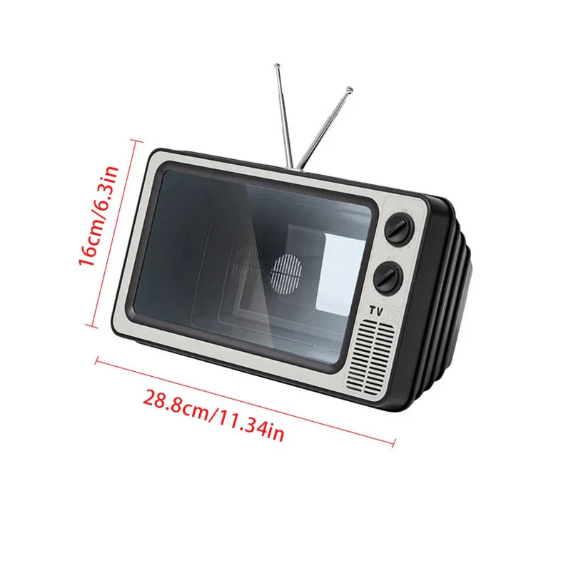 Retro-style phone screen magnifier with antenna details, shown with 28.8cm length and 16cm height dimension labels on white background