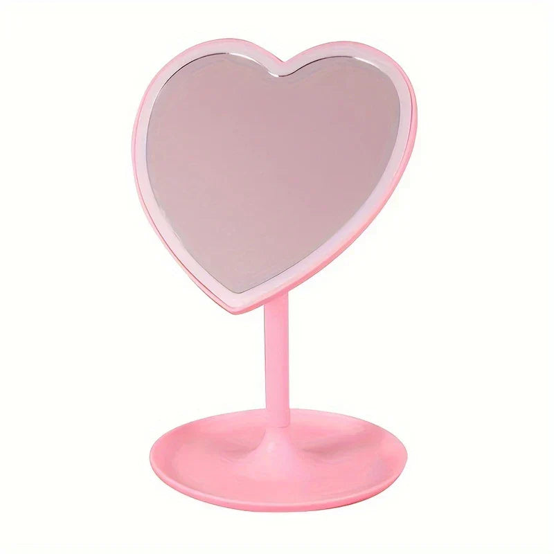 Pink Heart Shaped LED Vanity Makeup Mirror
