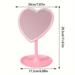 Pink Heart Shaped LED Vanity Makeup Mirror