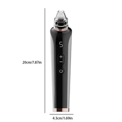 Front view of a black pore cleanser tool, with labeled height 20cm and width 4.3cm
