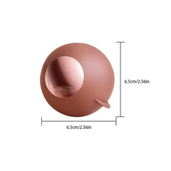 Dusty rose spherical lint remover roller with size dimensions labeled 6.5cm/2.56in, on a white background