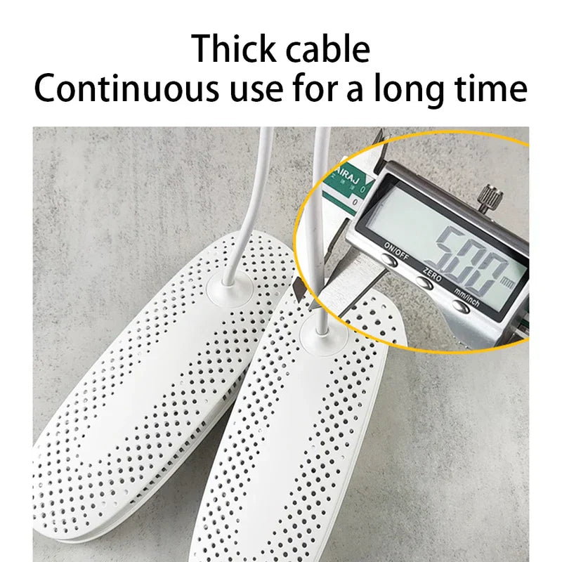 Thick cable shoe dryer, digital caliper measures cable diameter 5.89mm