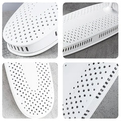Primer plano de los orificios de ventilación del secador de zapatos, diseño poroso para secado rápido