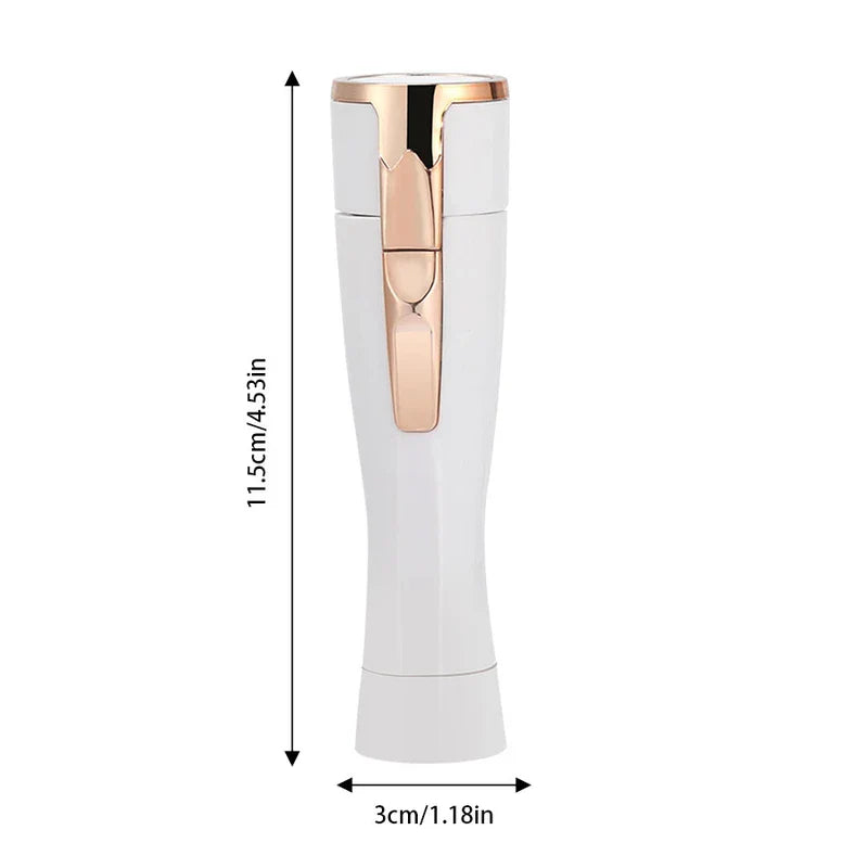 White rose gold portable electric hair remover, 11.5cm height, 3cm width