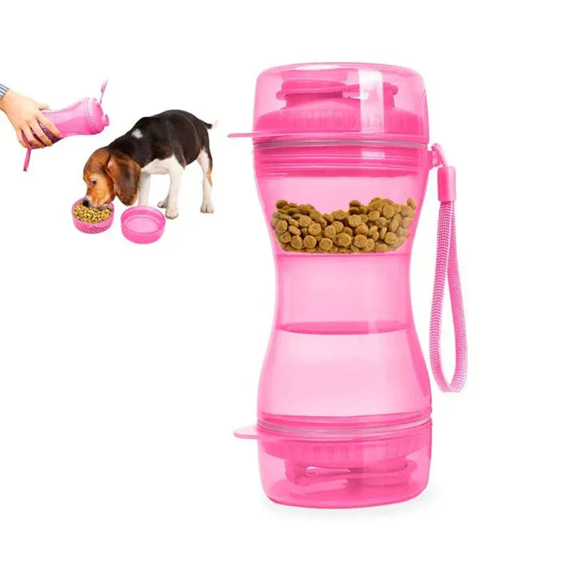 Close-up of the pet travel water bottle dispenser