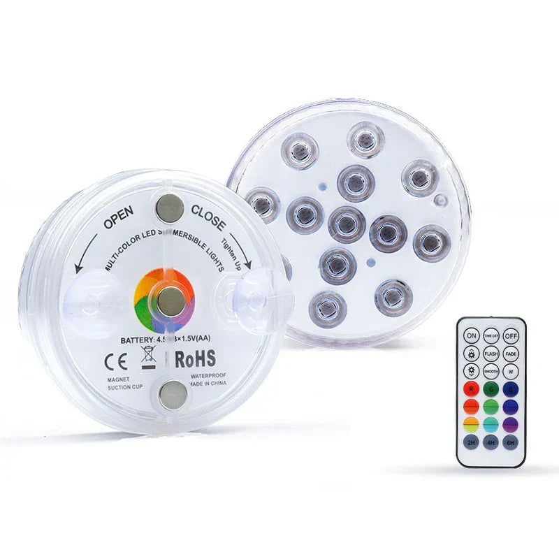Portable LED camping lantern glowing in a dark tent