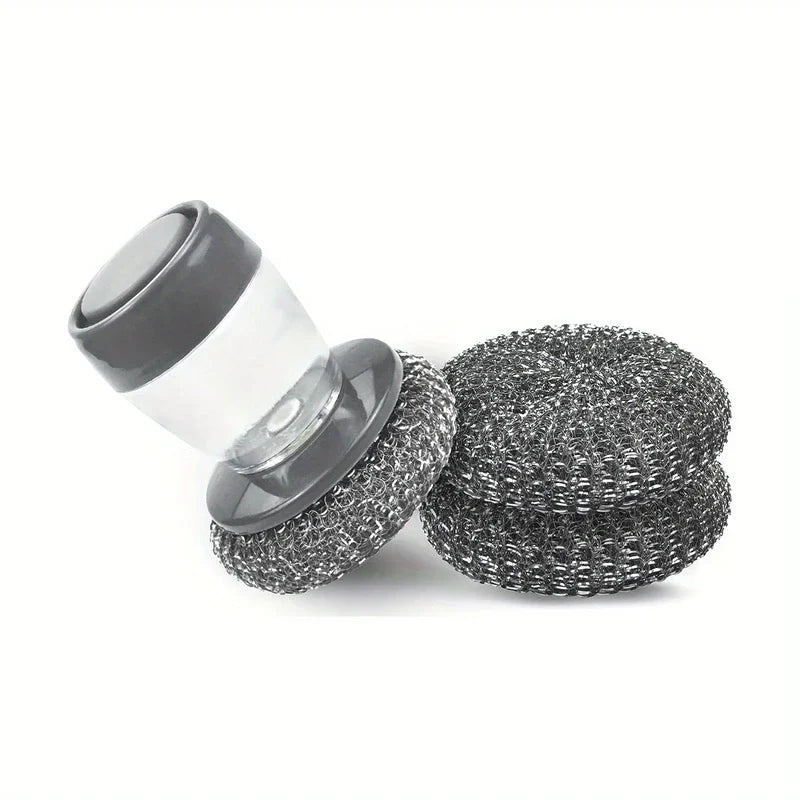 Pot Scrubber Brush with Soap Dispensing Handle