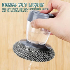 Pot Scrubber Brush with Soap Dispensing Handle